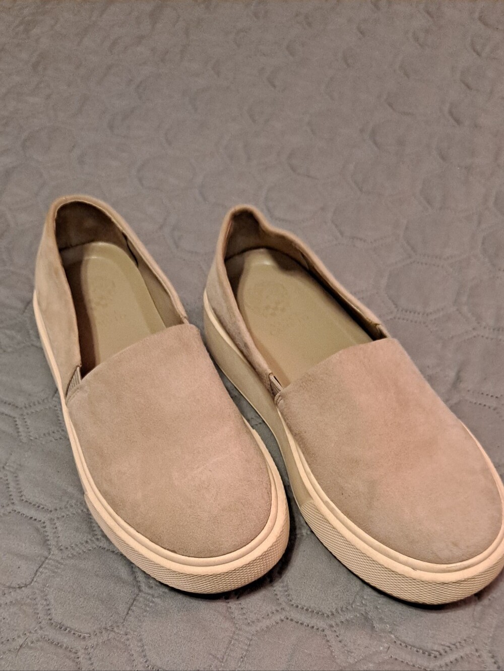 Vince Camuto Suede Slip-On Platform Sneakers in Light Taupe 7M
